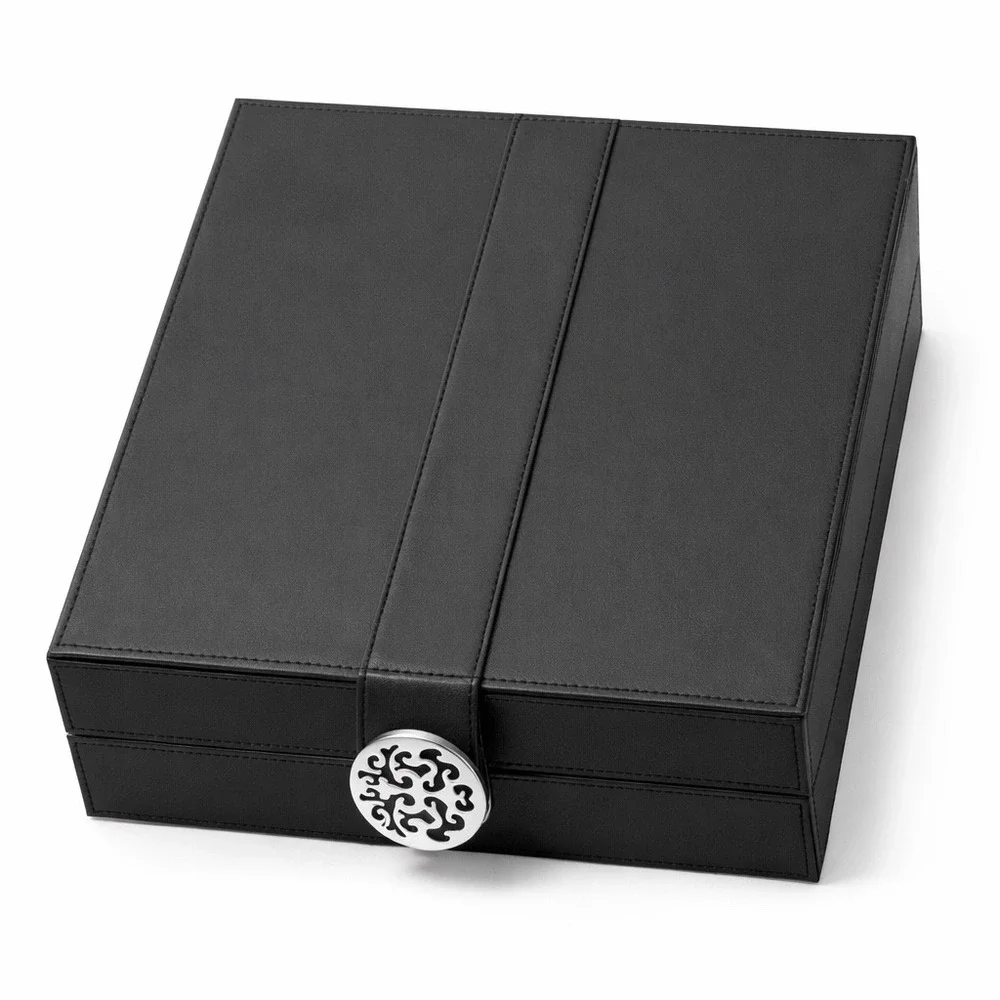 Black Faux Leather Jewelry‎ Organizer Box with Compartments and Lock Clasp